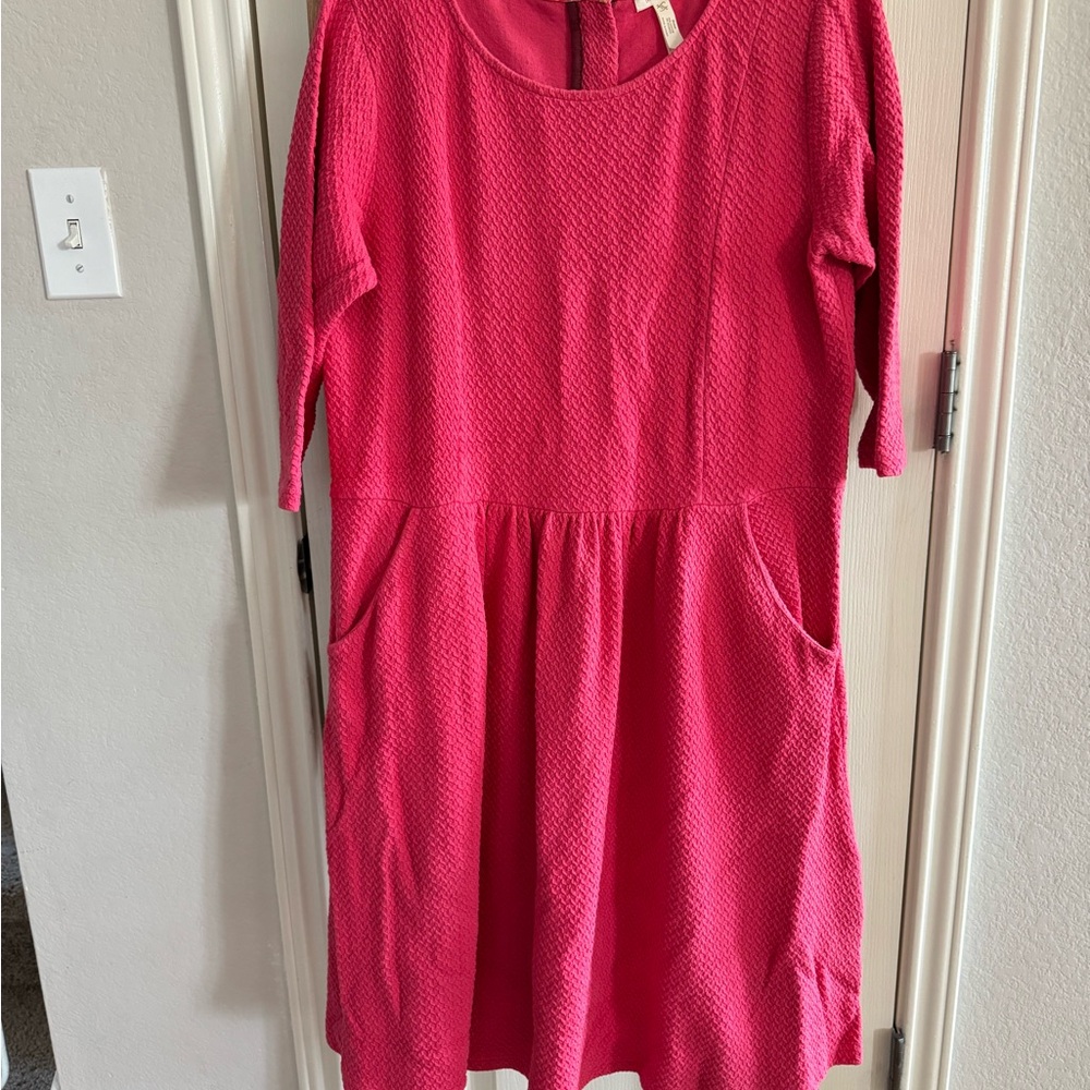 Matilda Jane Women’s Pink Textured Dress with Pockets